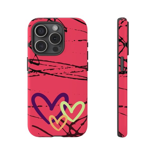 Graffiti hot Pink, Green, Orange Hearts Tough Phone Case fr Iphone Samsung Pixel - 第 45/285 張圖片