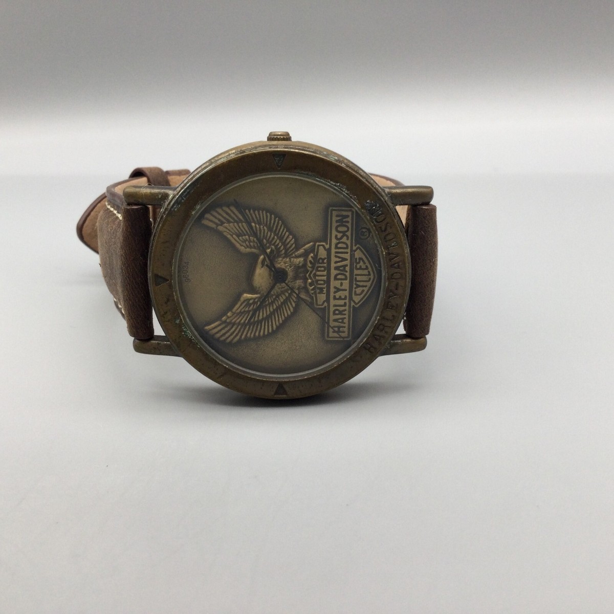 ハーレー純正アクセサリー　時計 Harley Davidson Watch Men 38mm Gold Tone Brown Leather Band