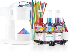 S700 Kid-Friendly Snow Cone Machine Kit with 3-16oz. Syrup Flavors:Cherry, Grape