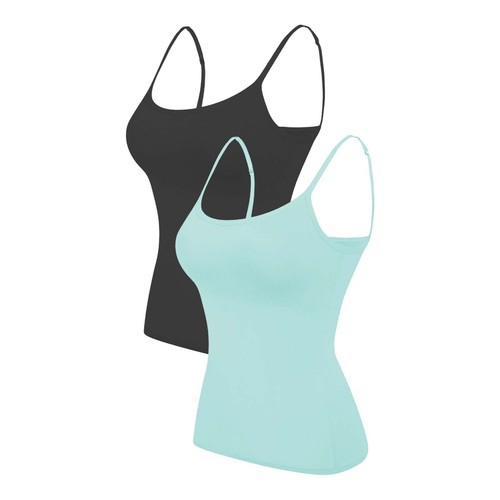 2PCS Women's Camisole with Built in Shelf Bra Adjustable Strap Vest Comfort Tops - Picture 15 of 99