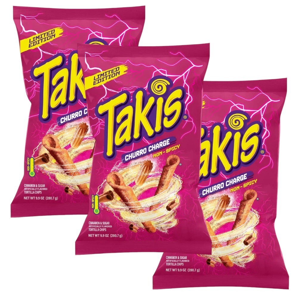 Takis Churro Charge Non-Spicy Rolled Tortilla Chips Cinnamon Sugar 