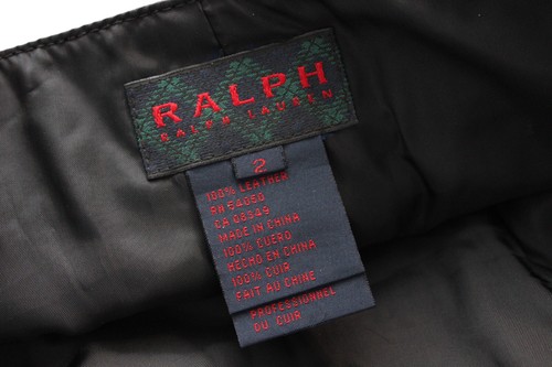 NWT Vintage Ralph Ralph Lauren 100% Leather Wrap Skirt Size 2 Deadstock Career - Picture 11 of 12