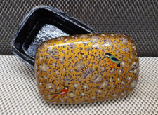 Beautiful Paper Mache Painted Rectangle Box Rounded Corner Bird Flower Decor