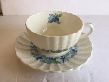 Antique English Copeland Spode Cup & Saucer - "Valencia" Blue and Green