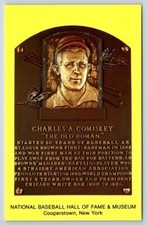 Charles A. Comiskey Cooperstown NY Baseball Hall of Fame Plaque Postcard