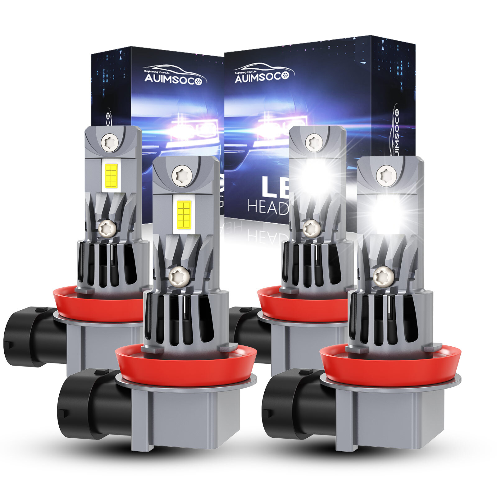 H11+H11 LED Headlight For Can-Am Defender HD5 HD8 HD10 Combo Bulbs Light Kit 4x