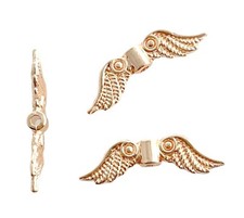 100 Wing Spacer Beads Light Rose Gold 23x7mm Angel Feather Wings Copper Metal