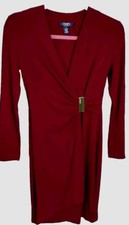 Chaps Womens Faux Wrap Knit Sheath Dress Sexy Classy 2 Petite NWT MSRP $69.00