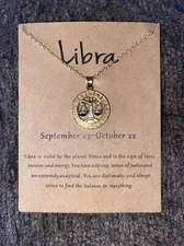 Libra Constellation Gold Plated  Zodiac Pendant Necklaces