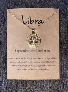 Authentic Libra Constellation Gold Plated Zodiac Pendant Necklaces