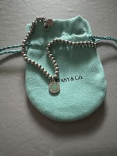 Return To Tiffany  Co Round Charm Blue Heart Silver Mini Bead Retired Bracelet