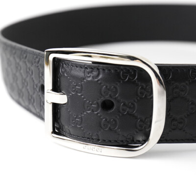 gucci ベルト ネイビー シボ革 510309/90.36 GUCCI 510309 MENS LEATHER BELT BLACK - SIZE 100 | eBay