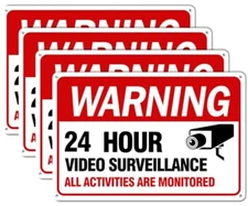 4 Pack 12x8Inch Video Surveillance Sign Rust Free Aluminum Security Camera Sign