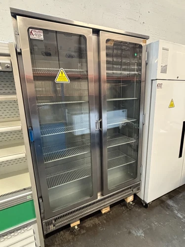 Upright Double Glass Door Display Fridge 2 Door Opening 1.2m x 500 x 1.8m high
