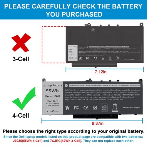 ✅Lot J60J5 Battery For Dell Latitude E7270 E7470 R1V85 MC34Y 242WD PDNM2 55Wh - Picture 2 of 11