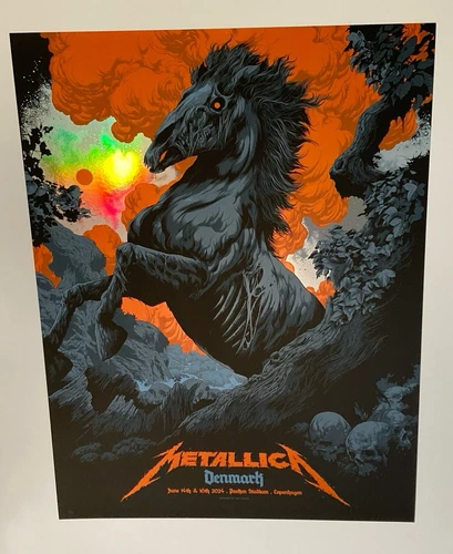 Metallica FOIL Poster Copenhagen Denmark 2024 by Ken Taylor Numbered xx/35