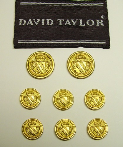 DAVID TAYLOR replacement buttons 8 gold tone 2-part metal Good Used Condition