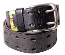 Fossil DARK BROWN GENUINE LEATHER 1.5"Wd CUT OUT CASUAL WOMEN'S BELT Sz M (X95