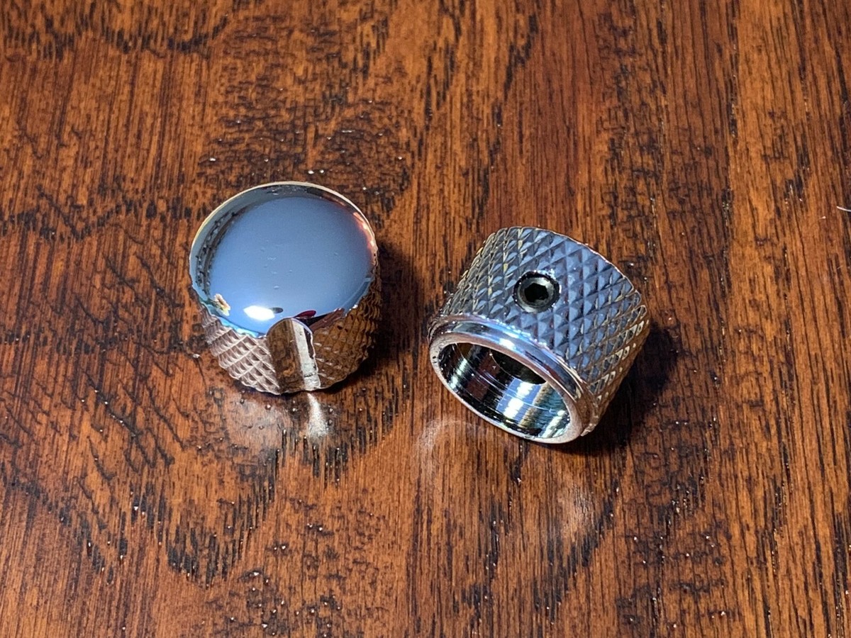 2 x DUESENBERG Style / CHROME or NICKEL / DOME GUITAR KNOBS / B 
