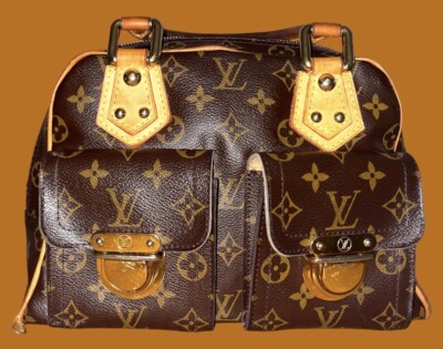 Louis Vuitton Manhattan Top Handle Bag PM Brown Canvas