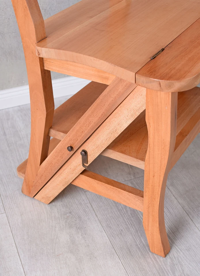 Bibliotheksstuhl Massivholz Leiterstuhl Trittleiter Küchenstuhl Mahagoni Stuhl - Bild 4 von 4