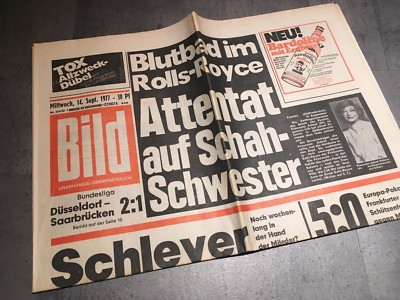 BILDzeitung 14.09.1977 September * Hanns Martin Schleyer Entführung RAF Baader