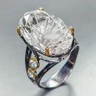 Jewelry gem 22 ct Natural Quartz Ring 925 Sterling Silver Size 8 /R459443