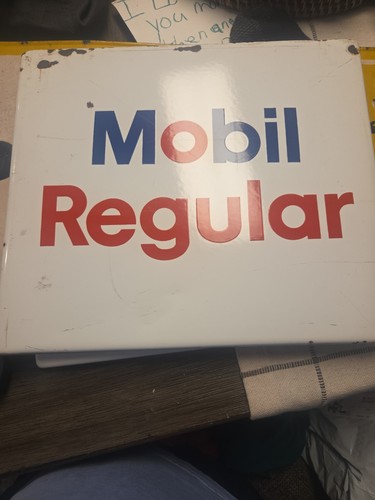 Vintage Original Mobil Oil Co Mobil Porcelain REGULAR Gas Pump Plate Sign