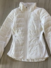 lululemon Women's White Track Jacket Size small Full Zip Pockets Slim Stretch