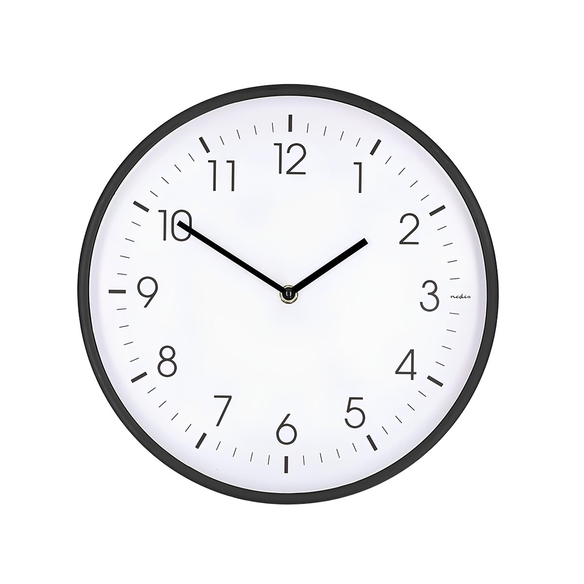 Horloge murale 30 cm Nedis mouvement silencieux grand cadran aiguille trotteuse continue