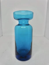 Vintage MCM Blenko Glass 712M Candle Holder In Turquoise 8” Stunning 