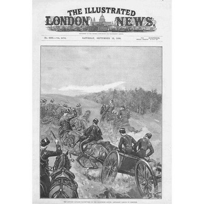 MILITÄRISCHE Kavallerie-Manöver auf den Berkshire Downs - antiker Druck 1890