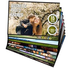 15 Pack 2.5x3.5 Magnetic Picture Frames for Refrigerator 2.5x3.5 IN White