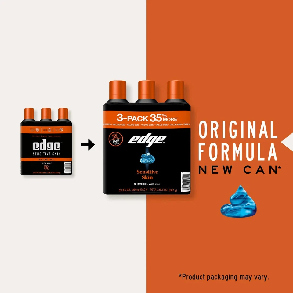 Gel de afeitar Edge Sensitive Skin para hombres, 9,5 oz., paquete de 3 envío gratis en USA Foto 2 de 4