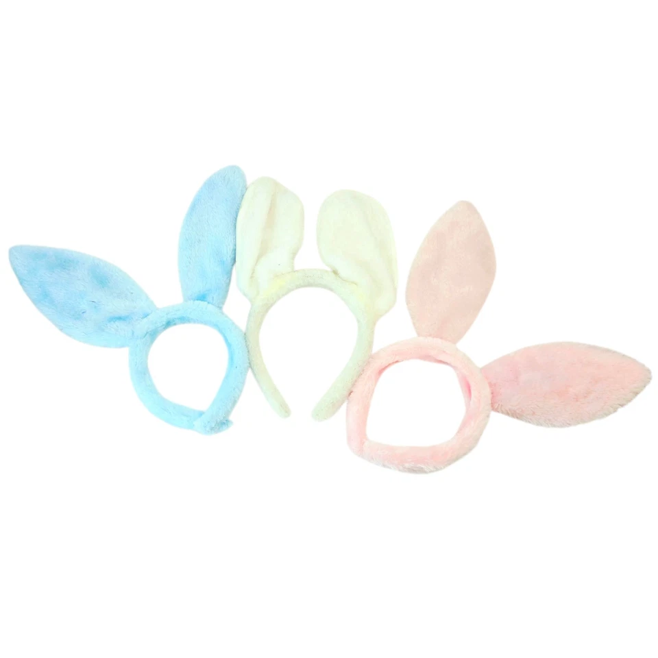 Lote De 3 Diademas Oreja Conejo Blanco Brillante/Rosa/Azul Disfraz Playboy Halloween Foto 2 de 4