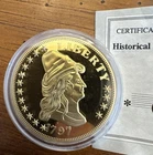 AMERICAN MINT COIN 1797 LIBERTY TURBAN HEAD EAGLE COPY 24k GOLD LAYER