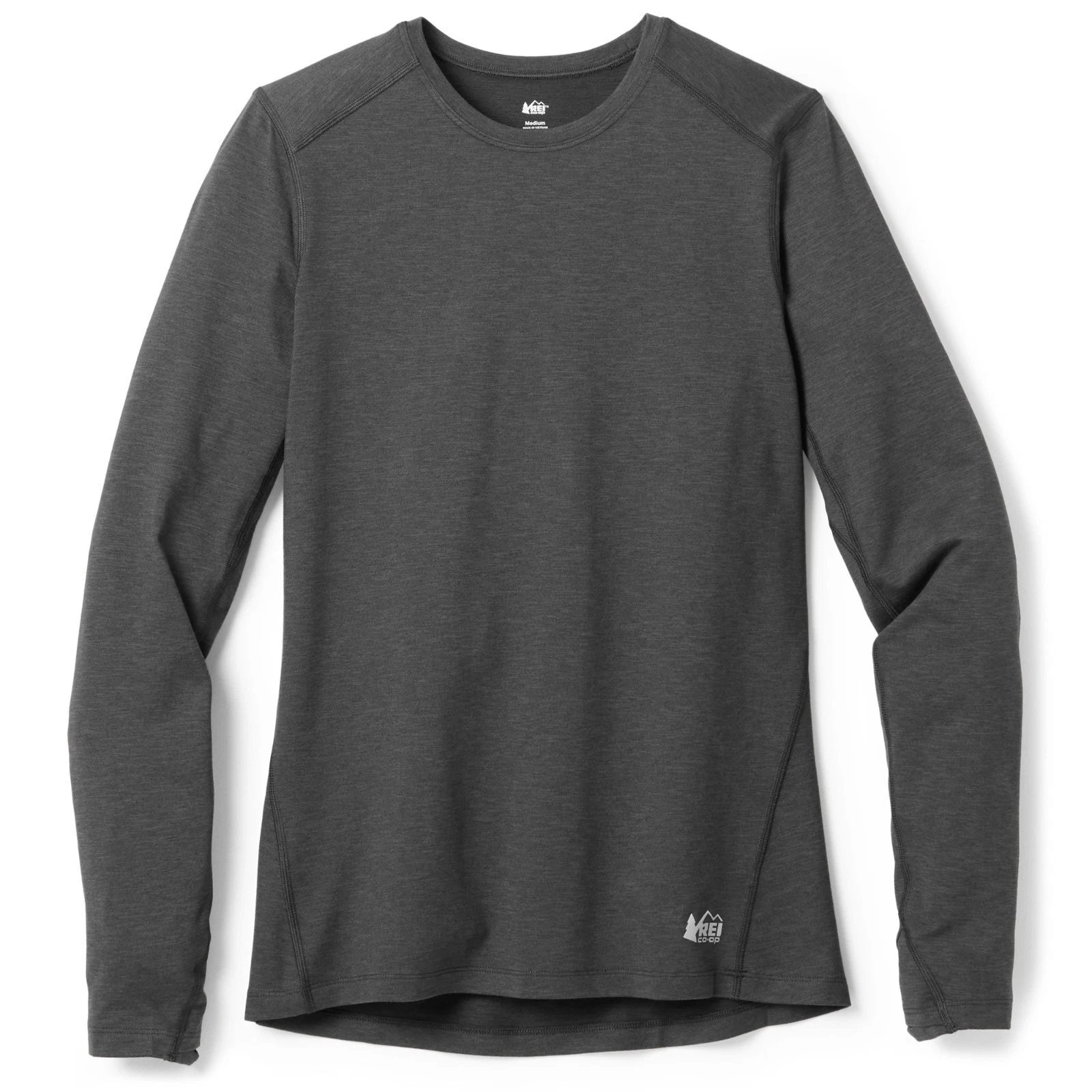 REI Midweight Long-Sleeve Base Layer Top Women's Size S Black Heather Crew Neck