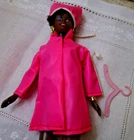 Vintage Barbie:  1960’s Clone Pink Vinyl Rain Coat & Scarf Hong Kong