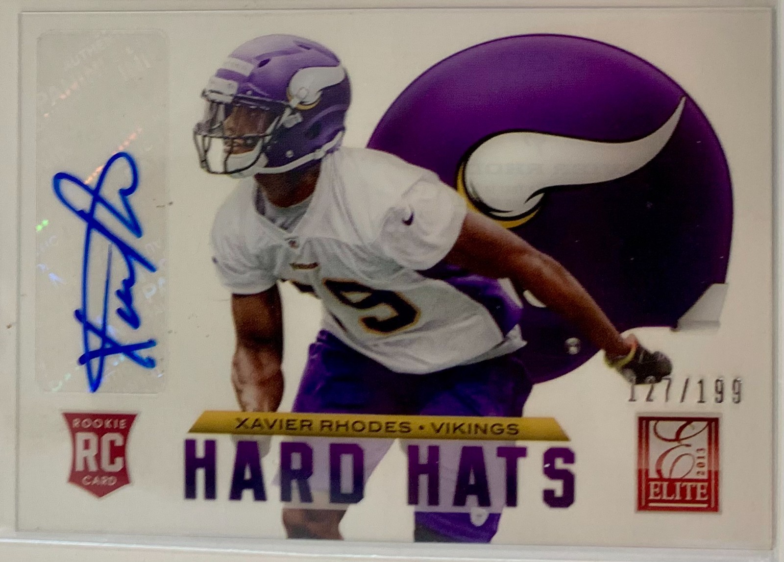 Xavier Rhodes Panini Elite Hard Hats #90 Autograph