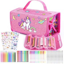 Unicorn Toys for Girls Age 4 5 6 7 8, Unicorn Washable Markers Set with Glitt...