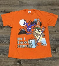 Vintage Looney Tunes Taz Shirt Mens XL 90s Halloween Do I Look Scared 90s