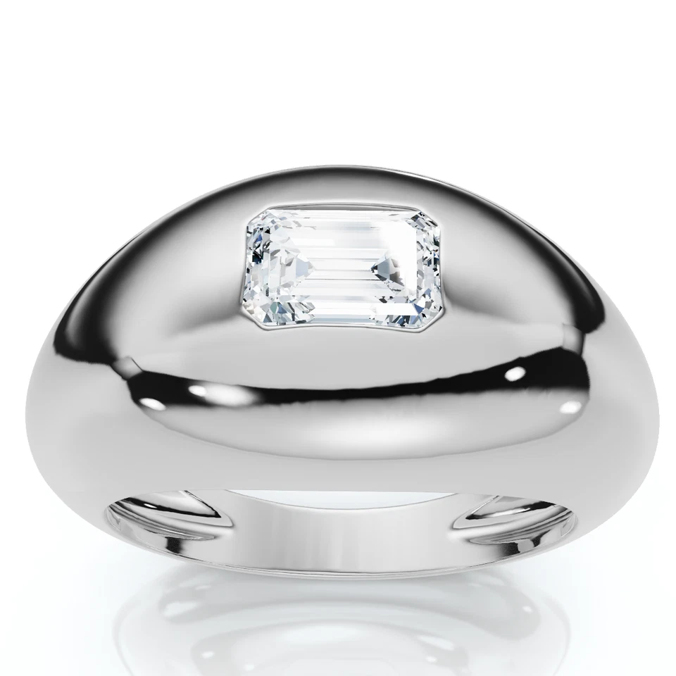 Боковой изумрудный ободок 1/2 карата штабелируемая купольная лента 14 карат золото выращенное в лаборатории EF/VS