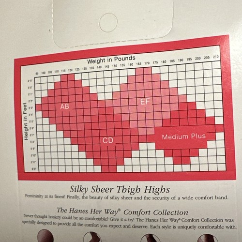 Vintage Hanes Her Way Silky Sheer Thigh Highs Size EF Buff - Picture 4 of 5