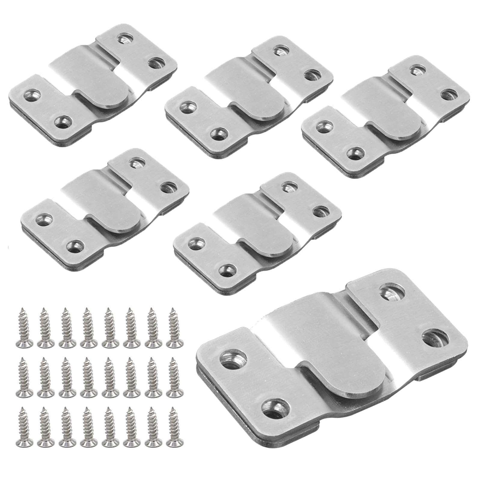 Flush Concealed Mount Bracket, 6 Pairs Interlocking Hang Buckle Large, Silver