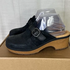 Clarks Collection  Paizlee Nora Women Size 8 M Mules Heels Black Leather EUC!