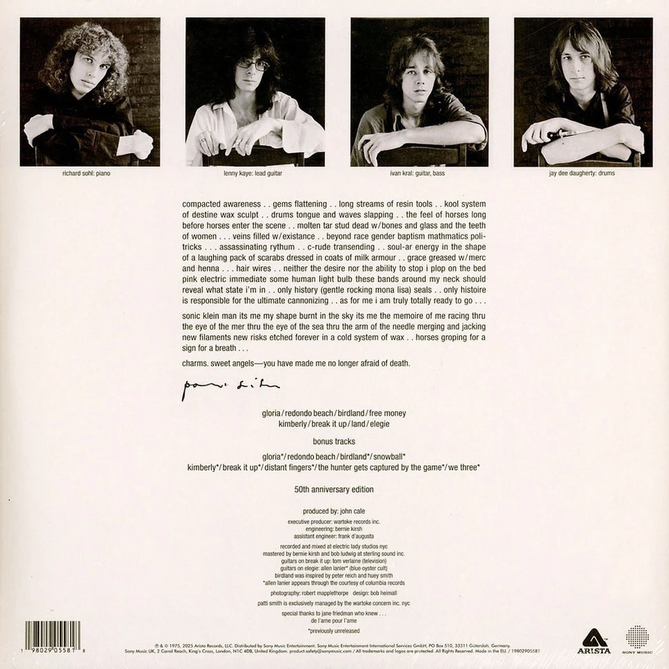 Patti Smith Horses 50th Anniversary Remastered Double Vinyl LP [New & Sealed] - Image 3 of 4