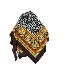 Rickie Freeman for Teri Jon Animal Print Scroll Large 100% Silk Square Scarf