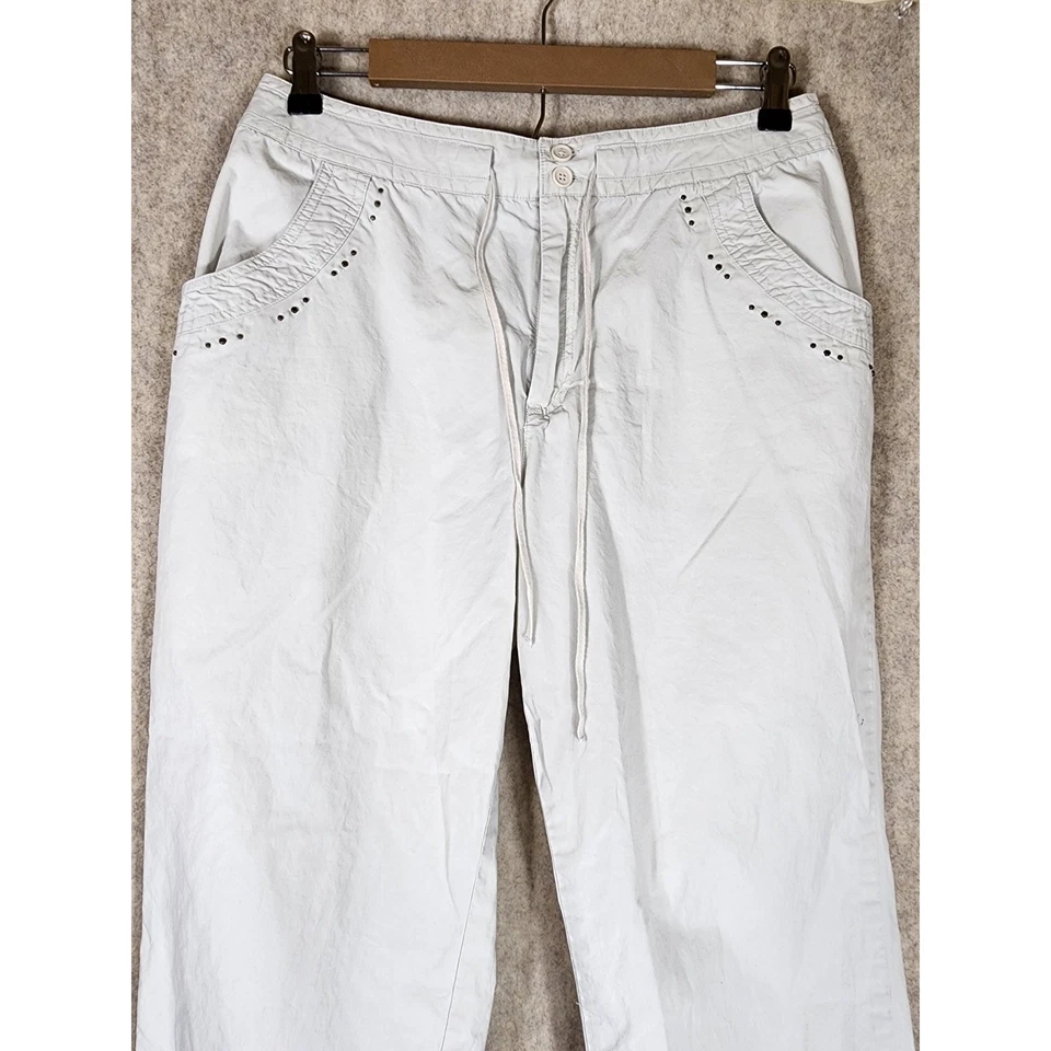 Pantalones capri costeros CARIBBEAN JOE bronceados cargo bolsillos con cuentas boho playa talla 10 Foto 3 de 4