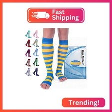 Doc Miller Open Toe Compression Socks for Women Men, 15-20 mmHg Toeless Knee H