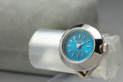 Seltene [Exc+5] Seiko 11-0460 Blau Handaufzug 17J Damen Ring Uhr aus JAPAN
